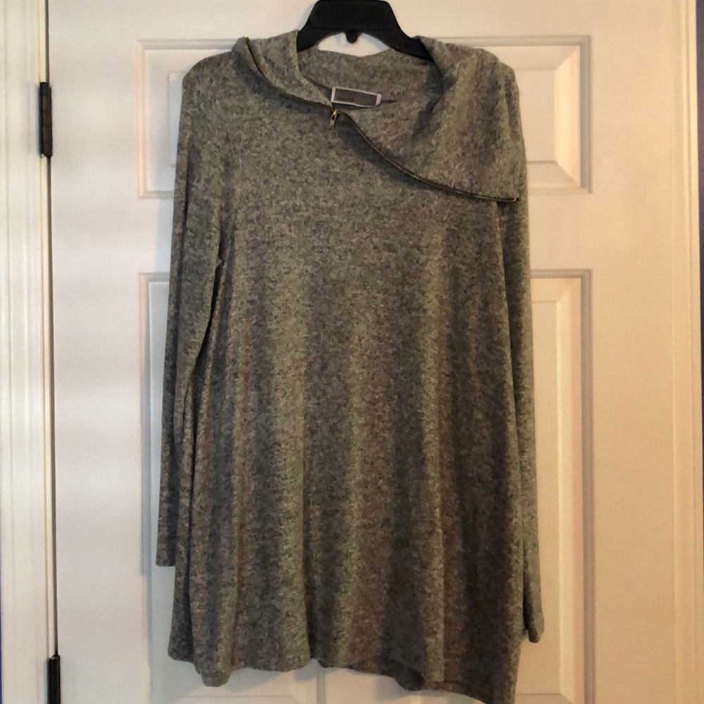 Cherish Super Soft Tunic with Zipper Cowl Neck